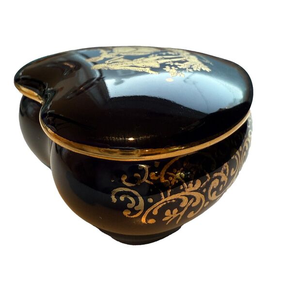 Vintage Limoges Castel Porcelain Heart Trinket Box Cobalt Blue 22K Gold France - Picture 10 of 10